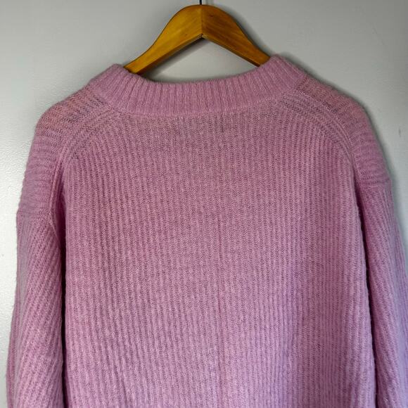 Everlane Alpaca Wool Crewneck Sweater Womens Large Pink Preppy Thick Chunky Knit - Picture 9 of 9